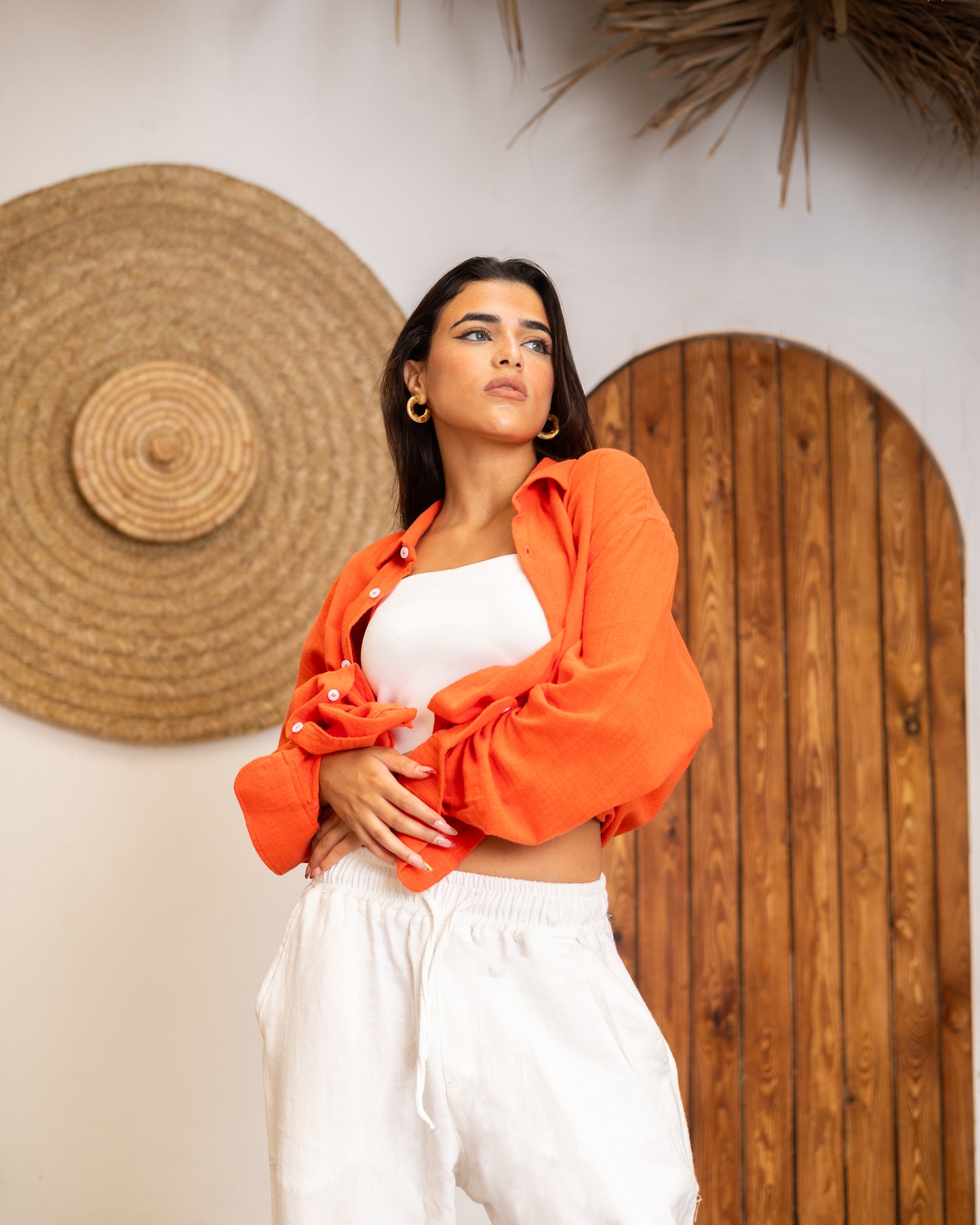 Orange Linen Shirt