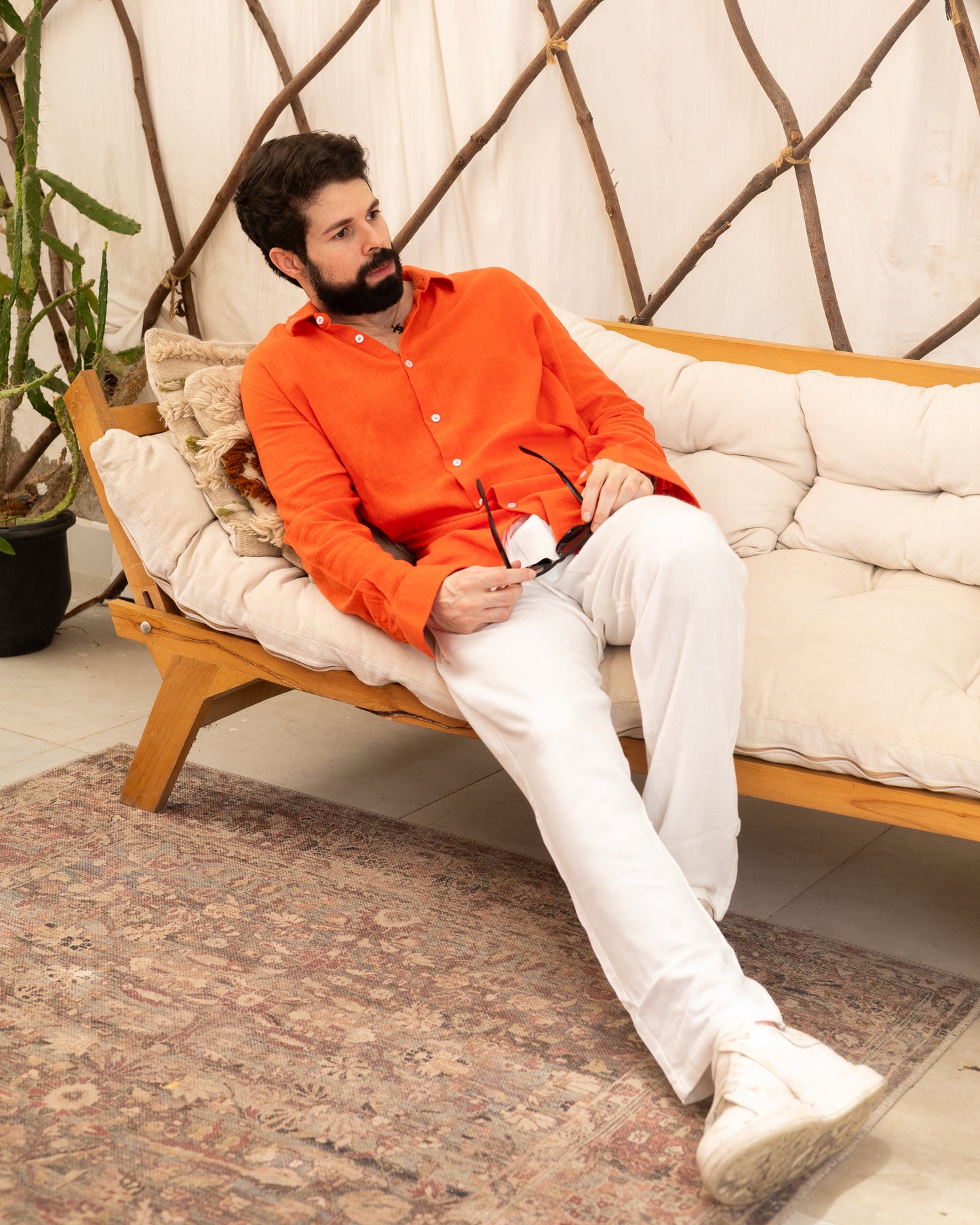 Orange Linen Shirt