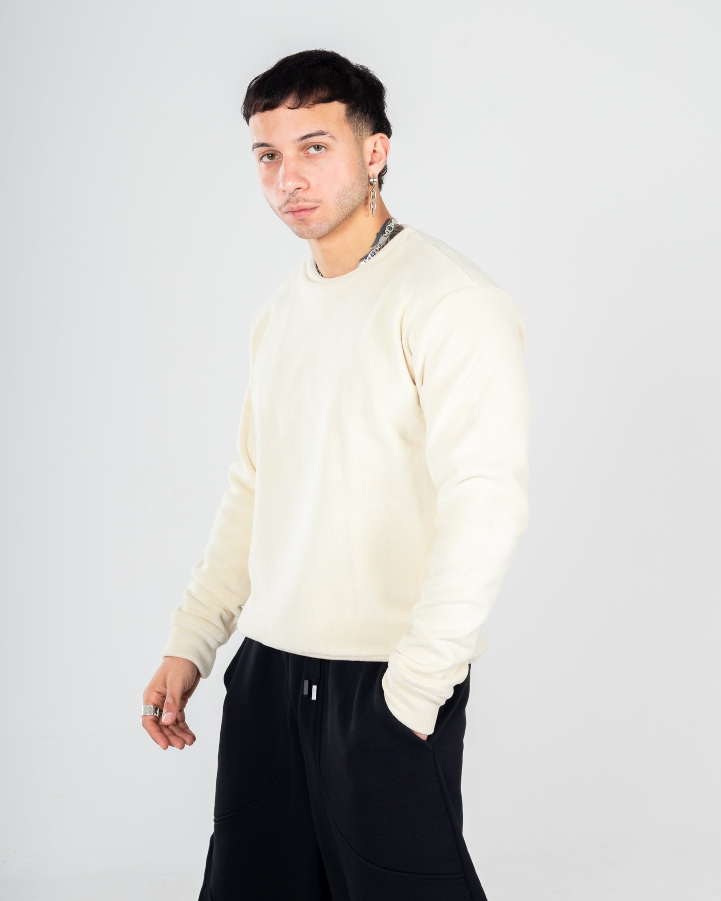 Cream Velvet Crewneck